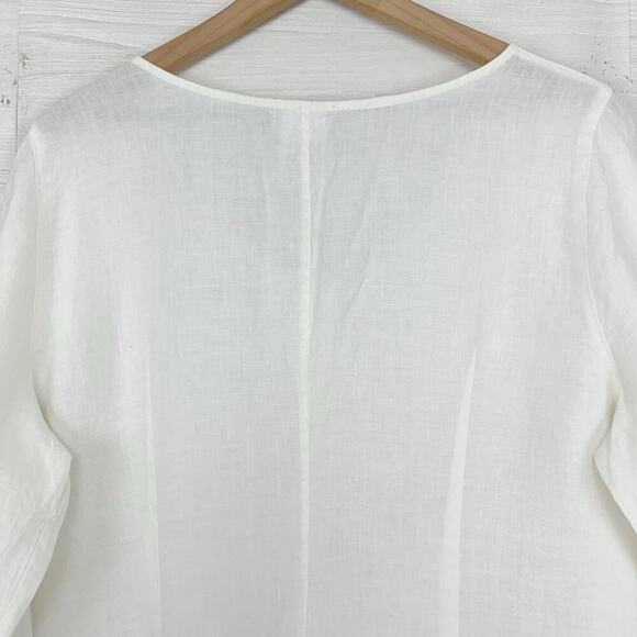 Soft Surroundings 100% Linen Tunic Top Blouse L White Preppy Lagenlook Beach - Picture 5 of 11